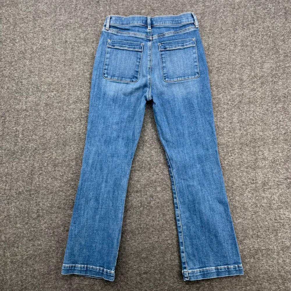 Loft The Kick Crop Jeans Womens 28/6 Medium Wash Blue Patch Pocket High Rise - Picture 6 of 14